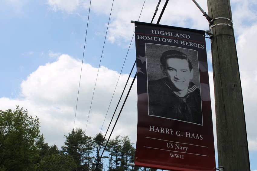 A banner honoring WWII veteran Harry G. Haas